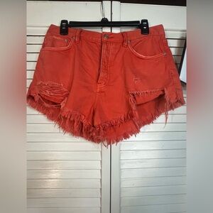 FREE PEOPLE “We the Free” - ready for Fall Burnt Orange Frayed Jean Shorts